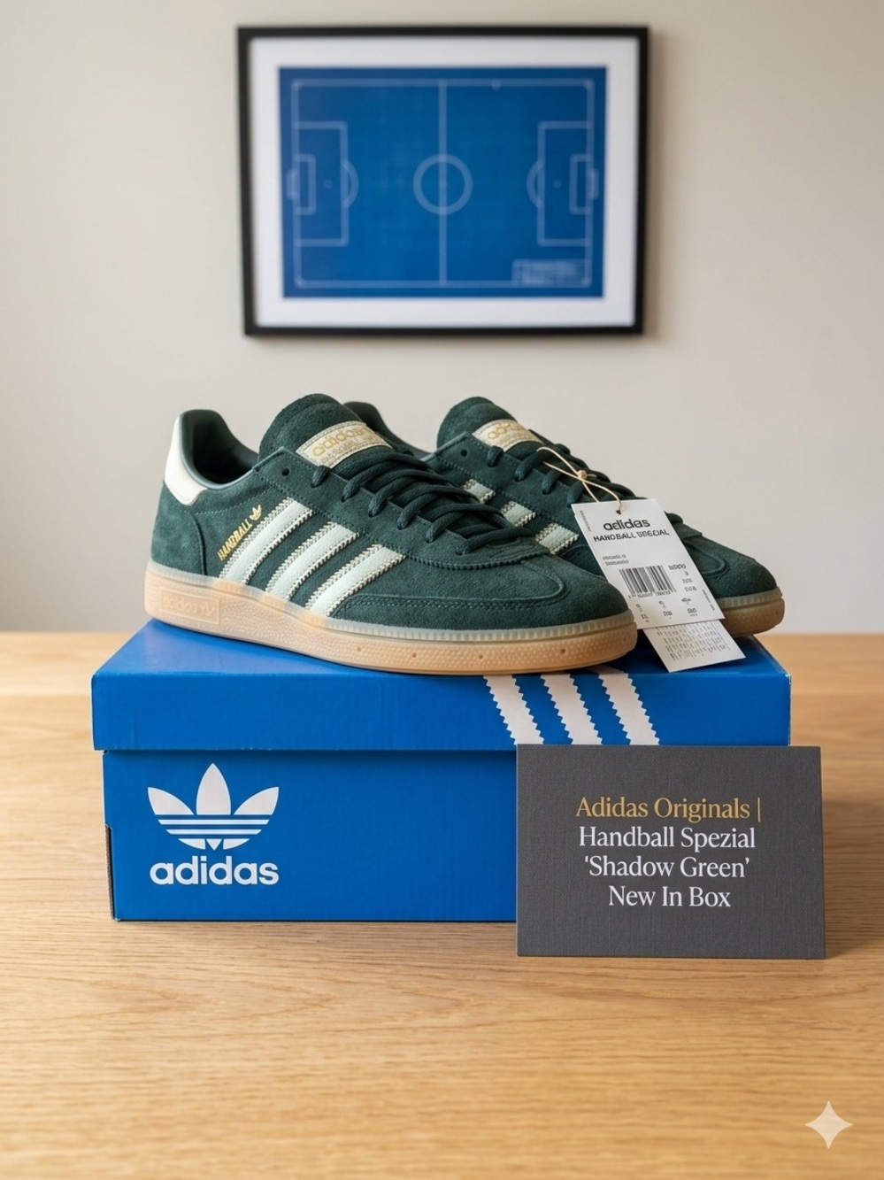 Adidas Handball Spezial Shoes In A Dark Green Colorway with A Gum Sole Size 10
